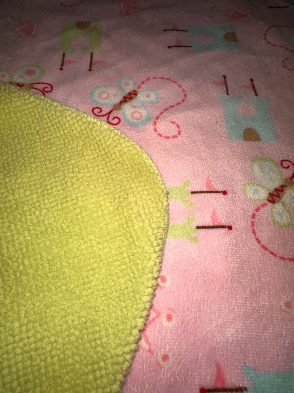 Just Born Pink Princess Baby Blanket Castles Butterflies Crowns Green Sherpa